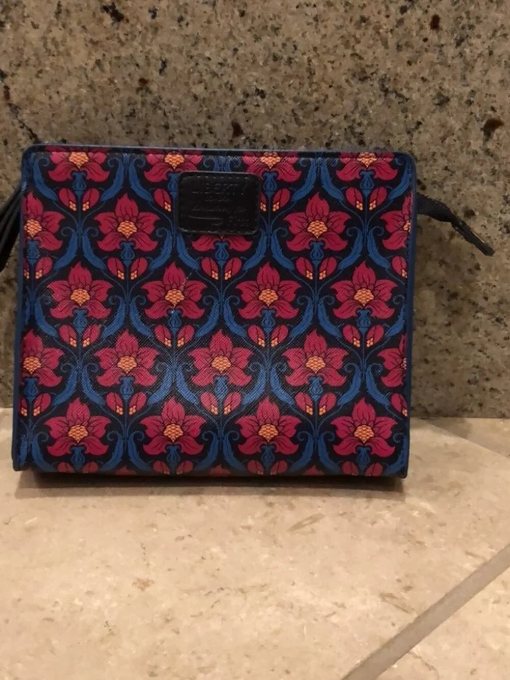 New Liberty London colorful floral square mini clutch wristlet toiletry handbag